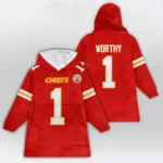 Nfl Kansas City Chiefs Blanket Hoodie Xavier Worthy 1