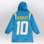 Nfl Los Angeles Chargers Blanket Hoodie Justin Herbert Bolt Up 10 1