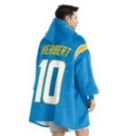 Nfl Los Angeles Chargers Blanket Hoodie Justin Herbert Bolt Up 10 1