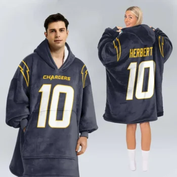 Nfl Los Angeles Chargers Blanket Hoodie Justin Herbert Navy 1