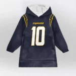 Nfl Los Angeles Chargers Blanket Hoodie Justin Herbert Navy 1