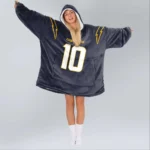 Nfl Los Angeles Chargers Blanket Hoodie Justin Herbert Navy 1