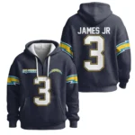 Nfl Los Angeles Chargers Quarter Zip Waffle Hoodie Derwin James Jr 1