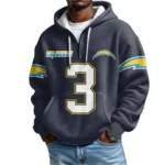 Nfl Los Angeles Chargers Quarter Zip Waffle Hoodie Derwin James Jr 1