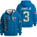 Nfl Los Angeles Chargers Quarter Zip Waffle Hoodie Derwin James Jr Blue 1