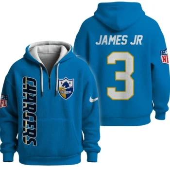 Nfl Los Angeles Chargers Quarter Zip Waffle Hoodie Derwin James Jr Blue 1