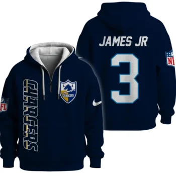 Nfl Los Angeles Chargers Quarter Zip Waffle Hoodie Derwin James Jr Navy 1