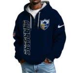 Nfl Los Angeles Chargers Quarter Zip Waffle Hoodie Derwin James Jr Navy 1
