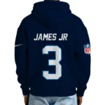 Nfl Los Angeles Chargers Quarter Zip Waffle Hoodie Derwin James Jr Navy 1