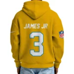 Nfl Los Angeles Chargers Quarter Zip Waffle Hoodie Derwin James Jr Yellow 1