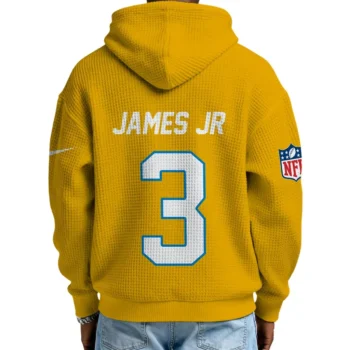 Nfl Los Angeles Chargers Quarter Zip Waffle Hoodie Derwin James Jr Yellow 2