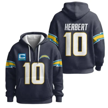 Nfl Los Angeles Chargers Quarter Zip Waffle Hoodie Justin Herbert 1