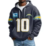 Nfl Los Angeles Chargers Quarter Zip Waffle Hoodie Justin Herbert 1