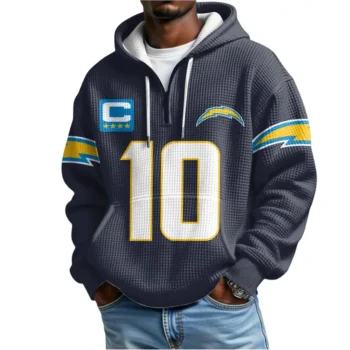 Nfl Los Angeles Chargers Quarter Zip Waffle Hoodie Justin Herbert 2