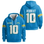 Nfl Los Angeles Chargers Quarter Zip Waffle Hoodie Justin Herbert Autographed 1
