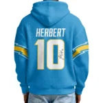 Nfl Los Angeles Chargers Quarter Zip Waffle Hoodie Justin Herbert Autographed 1