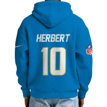 Nfl Los Angeles Chargers Quarter Zip Waffle Hoodie Justin Herbert Blue 2