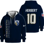 Nfl Los Angeles Chargers Quarter Zip Waffle Hoodie Justin Herbert Navy 1