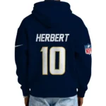 Nfl Los Angeles Chargers Quarter Zip Waffle Hoodie Justin Herbert Navy 1
