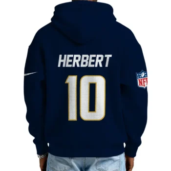 Nfl Los Angeles Chargers Quarter Zip Waffle Hoodie Justin Herbert Navy 2