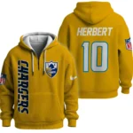Nfl Los Angeles Chargers Quarter Zip Waffle Hoodie Justin Herbert Yellow 1