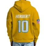 Nfl Los Angeles Chargers Quarter Zip Waffle Hoodie Justin Herbert Yellow 1