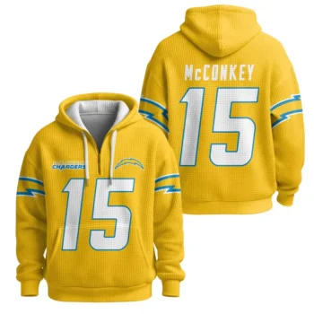Nfl Los Angeles Chargers Quarter Zip Waffle Hoodie Ladd Mcconkey 1