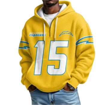 Nfl Los Angeles Chargers Quarter Zip Waffle Hoodie Ladd Mcconkey 2