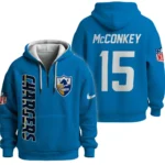 Nfl Los Angeles Chargers Quarter Zip Waffle Hoodie Ladd Mcconkey Blue 1