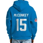 Nfl Los Angeles Chargers Quarter Zip Waffle Hoodie Ladd Mcconkey Blue 1