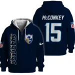 Nfl Los Angeles Chargers Quarter Zip Waffle Hoodie Ladd Mcconkey Navy 1
