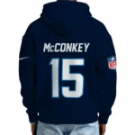 Nfl Los Angeles Chargers Quarter Zip Waffle Hoodie Ladd Mcconkey Navy 1