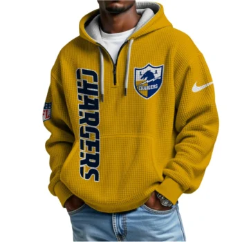 Nfl Los Angeles Chargers Quarter Zip Waffle Hoodie Ladd Mcconkey Yellow 2