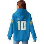 Nfl Los Angeles Chargers Waffle Hoodie Justin Herbert Autographed 1