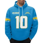 Nfl Los Angeles Chargers Waffle Hoodie Justin Herbert Autographed 1