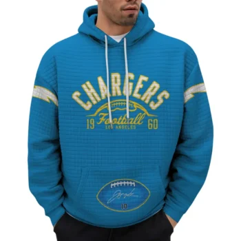 Nfl Los Angeles Chargers Waffle Hoodie Justin Herbert Blue 2