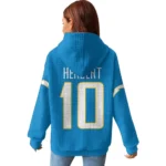 Nfl Los Angeles Chargers Waffle Hoodie Justin Herbert Blue 1