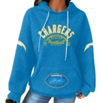 Nfl Los Angeles Chargers Waffle Hoodie Justin Herbert Blue 1