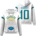 Nfl Los Angeles Chargers Waffle Hoodie Justin Herbert White 1