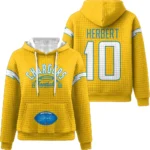 Nfl Los Angeles Chargers Waffle Hoodie Justin Herbert Yellow 1