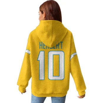 Nfl Los Angeles Chargers Waffle Hoodie Justin Herbert Yellow 2