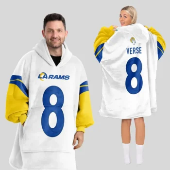 Nfl Los Angeles Rams Blanket Hoodie Jared Verse White 1