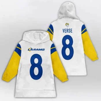 Nfl Los Angeles Rams Blanket Hoodie Jared Verse White 2