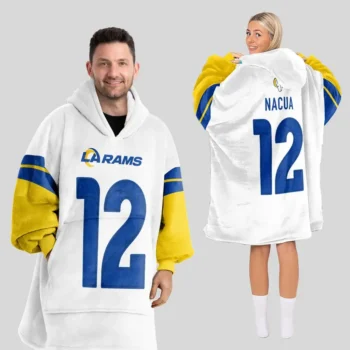 Nfl Los Angeles Rams Blanket Hoodie Puka Nacua White 1