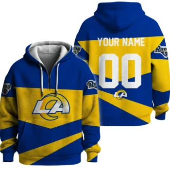 Nfl Los Angeles Rams Custom Quarter Zip Waffle Hoodie 3