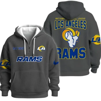 Nfl Los Angeles Rams Quarter Zip Waffle Hoodie Fear The Horns 1