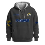 Nfl Los Angeles Rams Quarter Zip Waffle Hoodie Fear The Horns 1