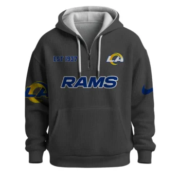 Nfl Los Angeles Rams Quarter Zip Waffle Hoodie Fear The Horns 2