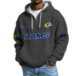 Nfl Los Angeles Rams Quarter Zip Waffle Hoodie Fear The Horns 1