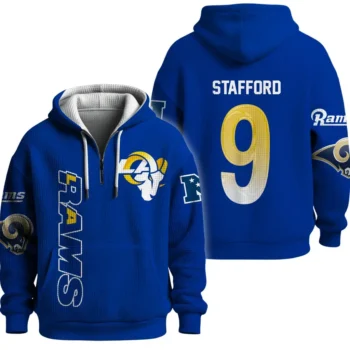 Nfl Los Angeles Rams Quarter Zip Waffle Hoodie Matthew Stafford 1